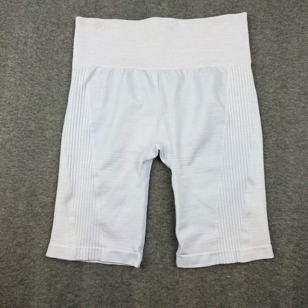 Ryka Seamless Bike Shorts Womens Small Light Blue High Waisted Athletic Ribbed